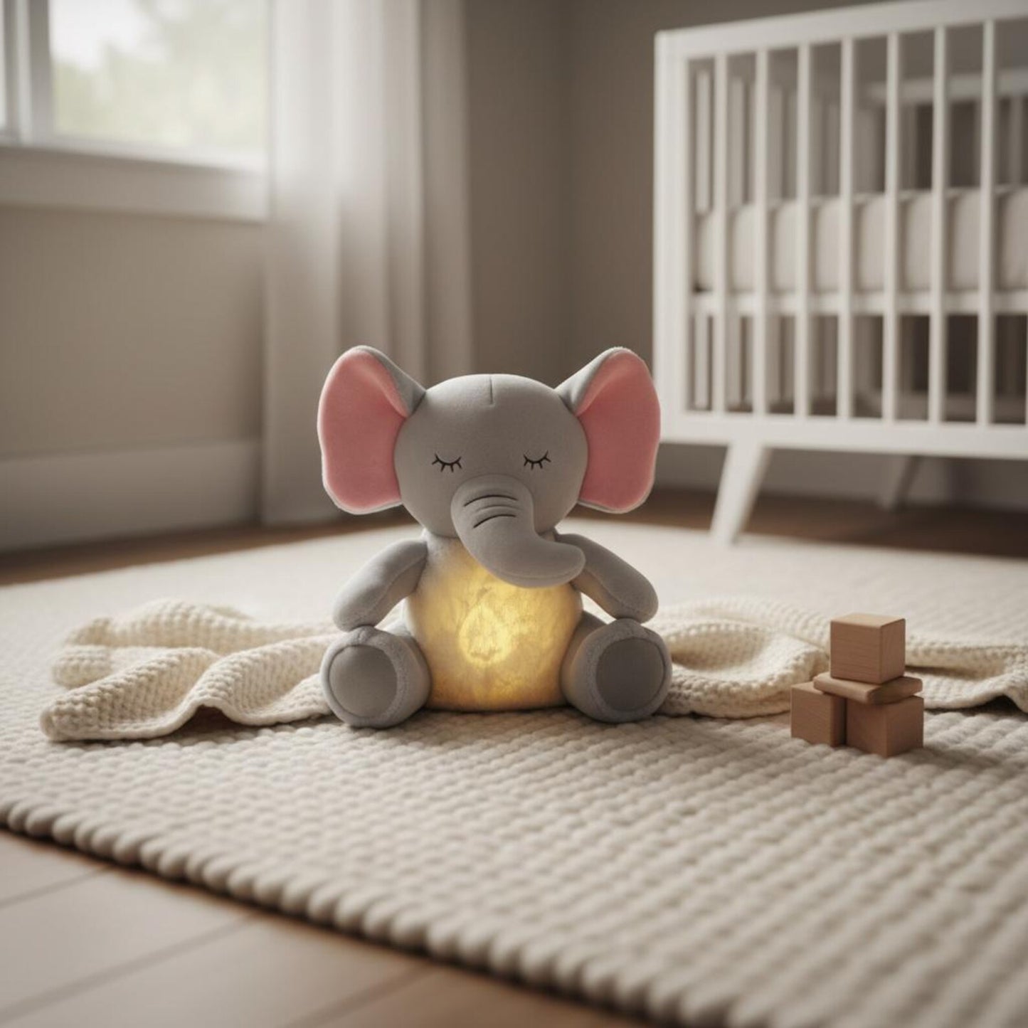 Slaapmaatje Olifant – Knuffel, Licht & Rust in Eén
